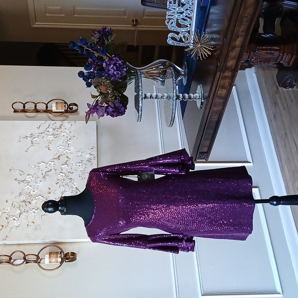 New Vince Camuto Dazzling Purple Shift Cocktail Mini Dress. Size XS - Picture 13 of 17
